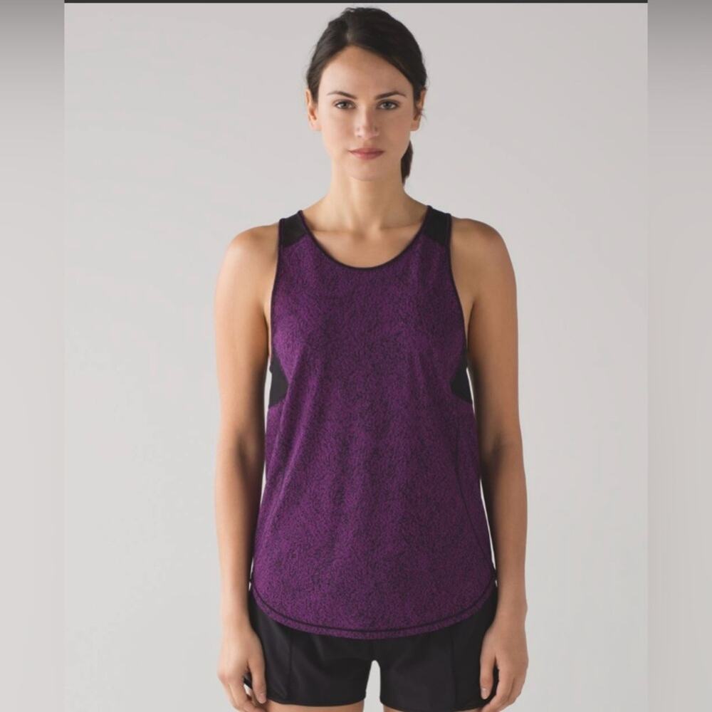 Lululemon Women’s Sculpt Tank II Purple Black‎ Mesh  Circuit Aurora Size 8